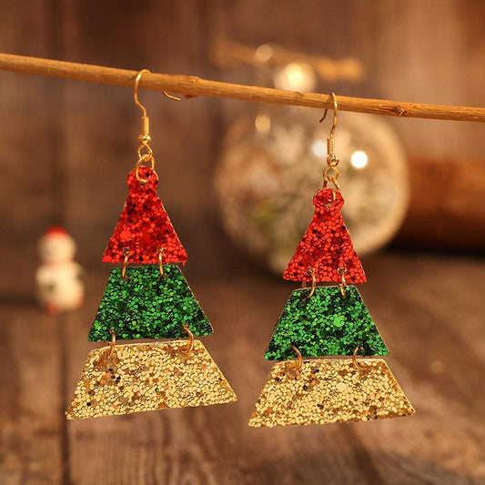 PU Leather Sequin Earrings Green One Size
