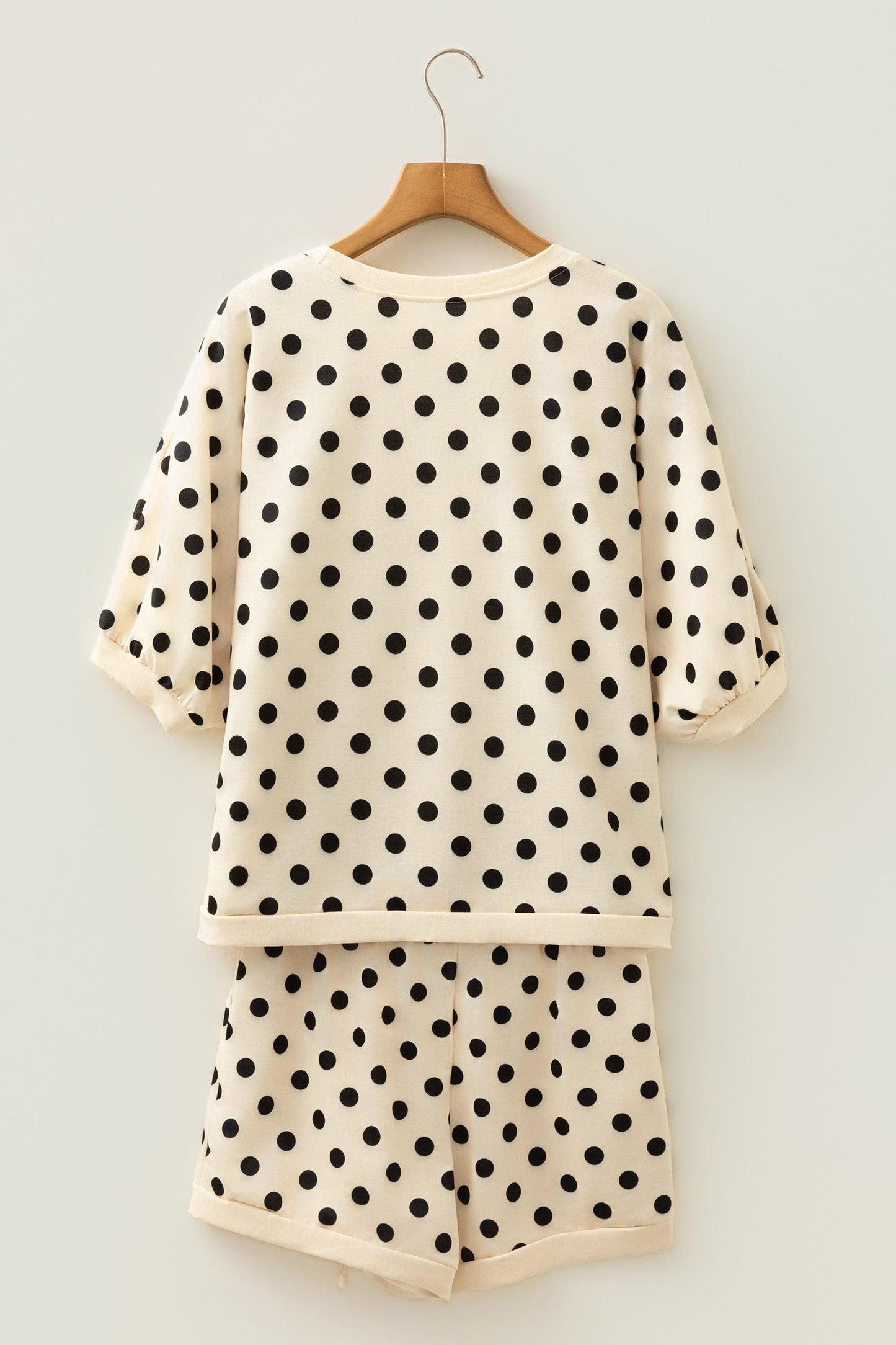 Polka Dot Oversized Top & Drawstring Shorts Set
