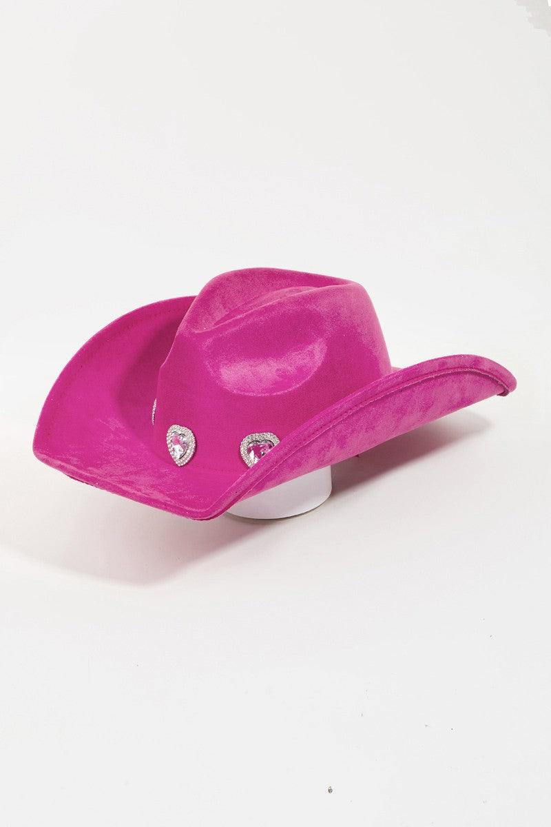 Fame Rhinestone Pave Heart Cowboy Hat Fu One Size