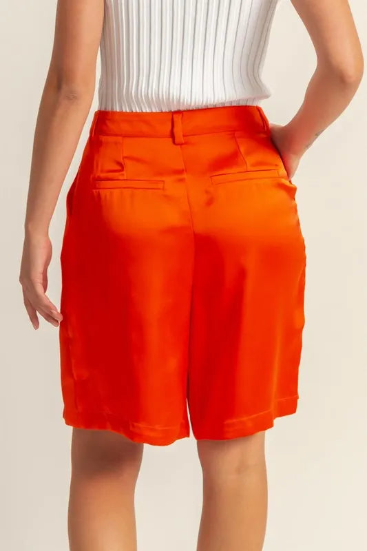 HYFVE High-Waist Pleated Satin Shorts