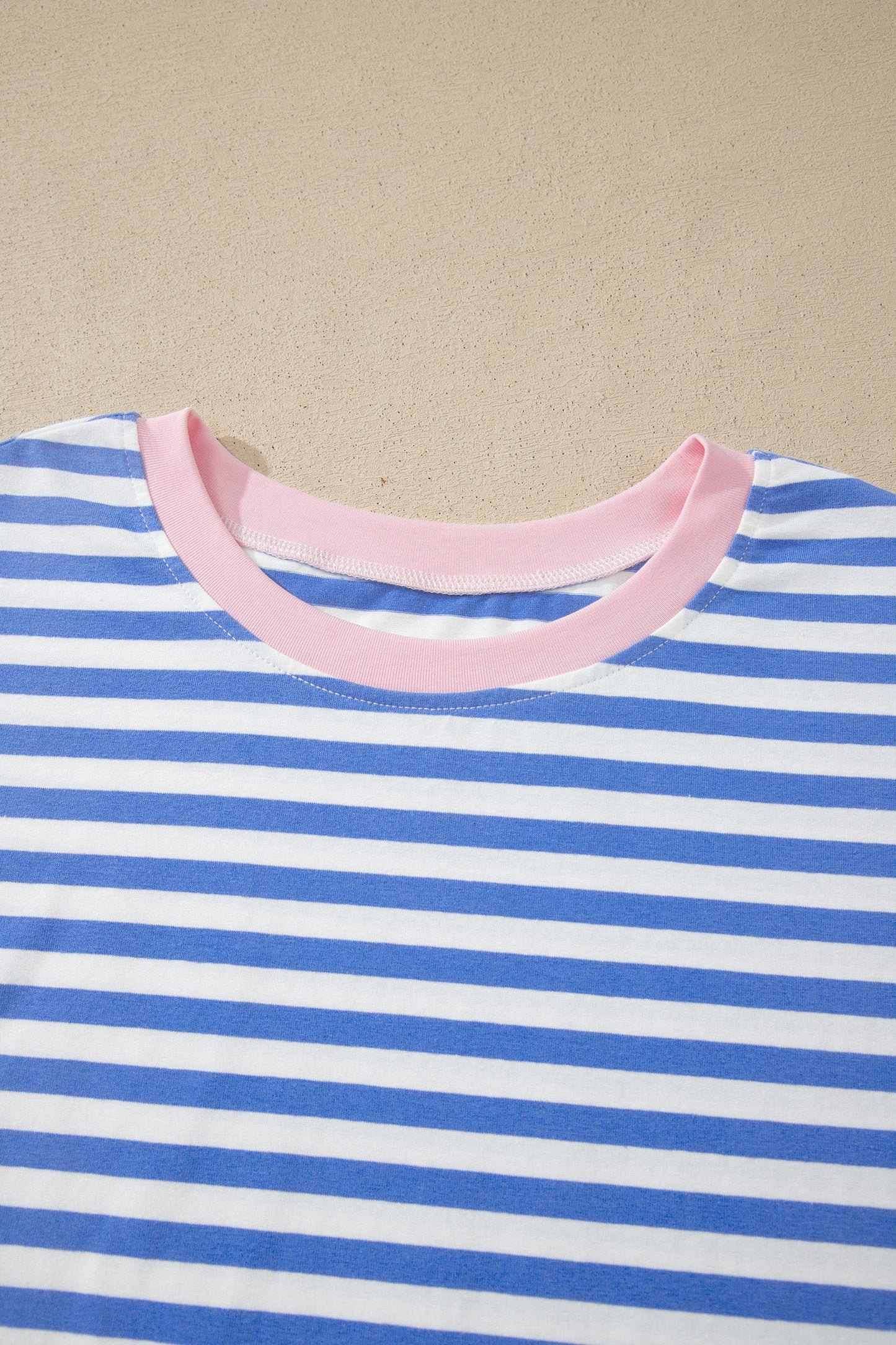 Stripe Crewneck Tee & Tie Waist Shorts Set