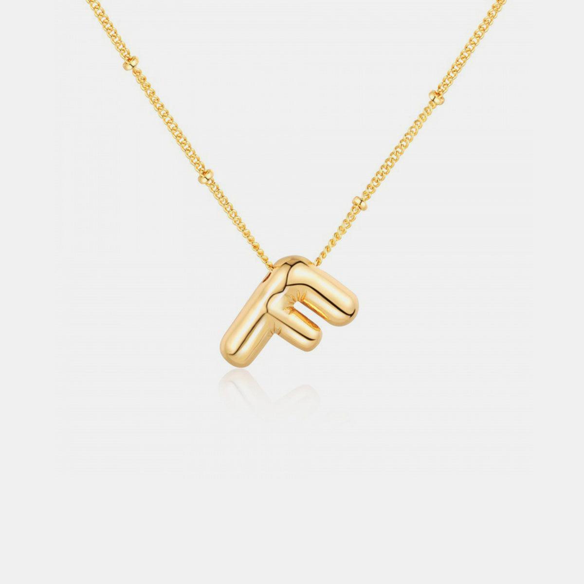 Gold-Plated Bubble Initial Necklace Style F One Size
