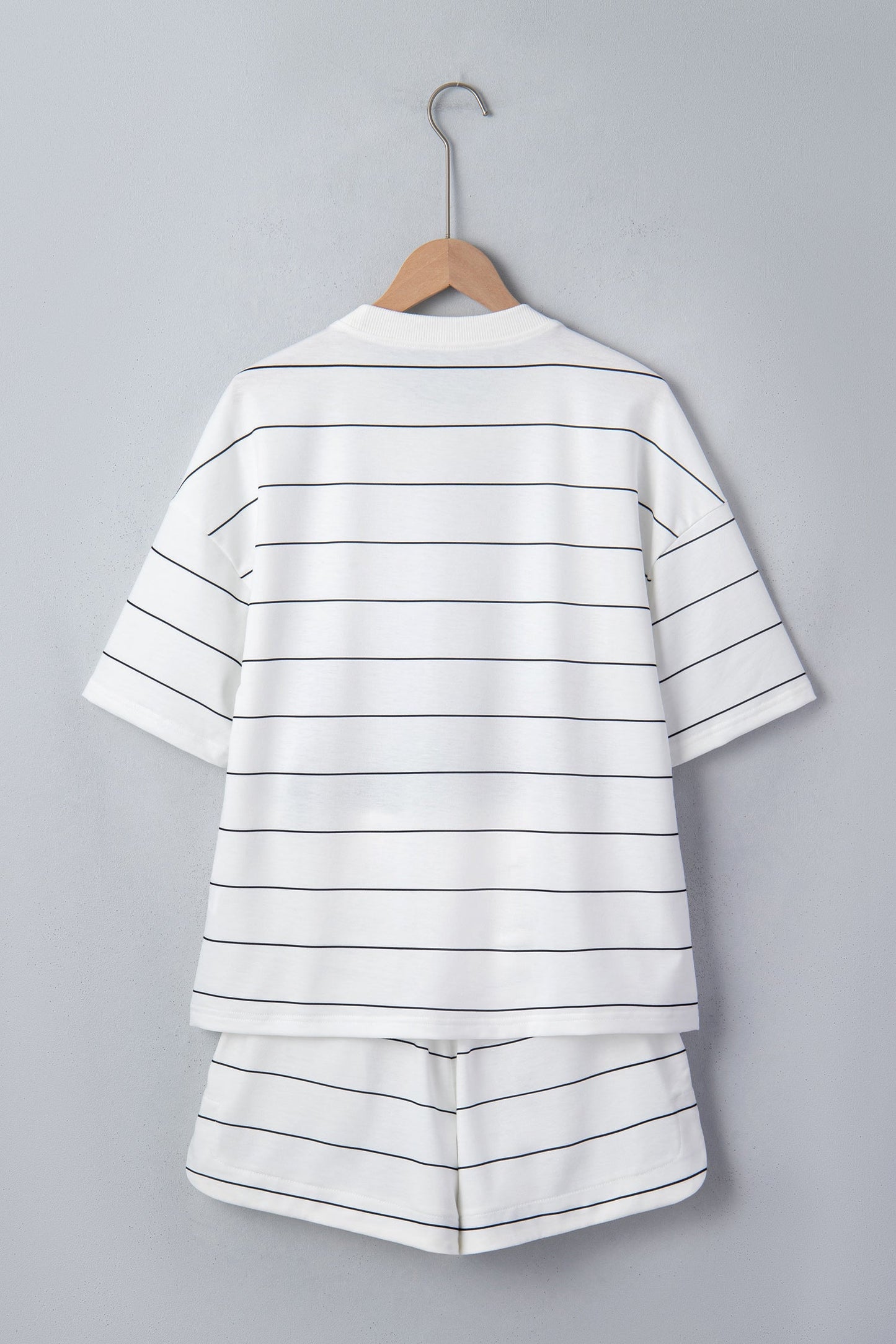 Stripe Short Sleeve Tee & Drawstring Shorts Set