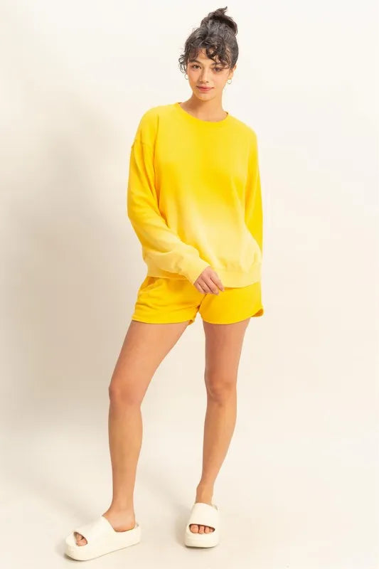 HYFVE Dip Dye Long Sleeve Sweatshirt SUNFLOWER
