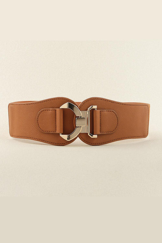 Alloy Buckle Elastic Belt Caramel One Size
