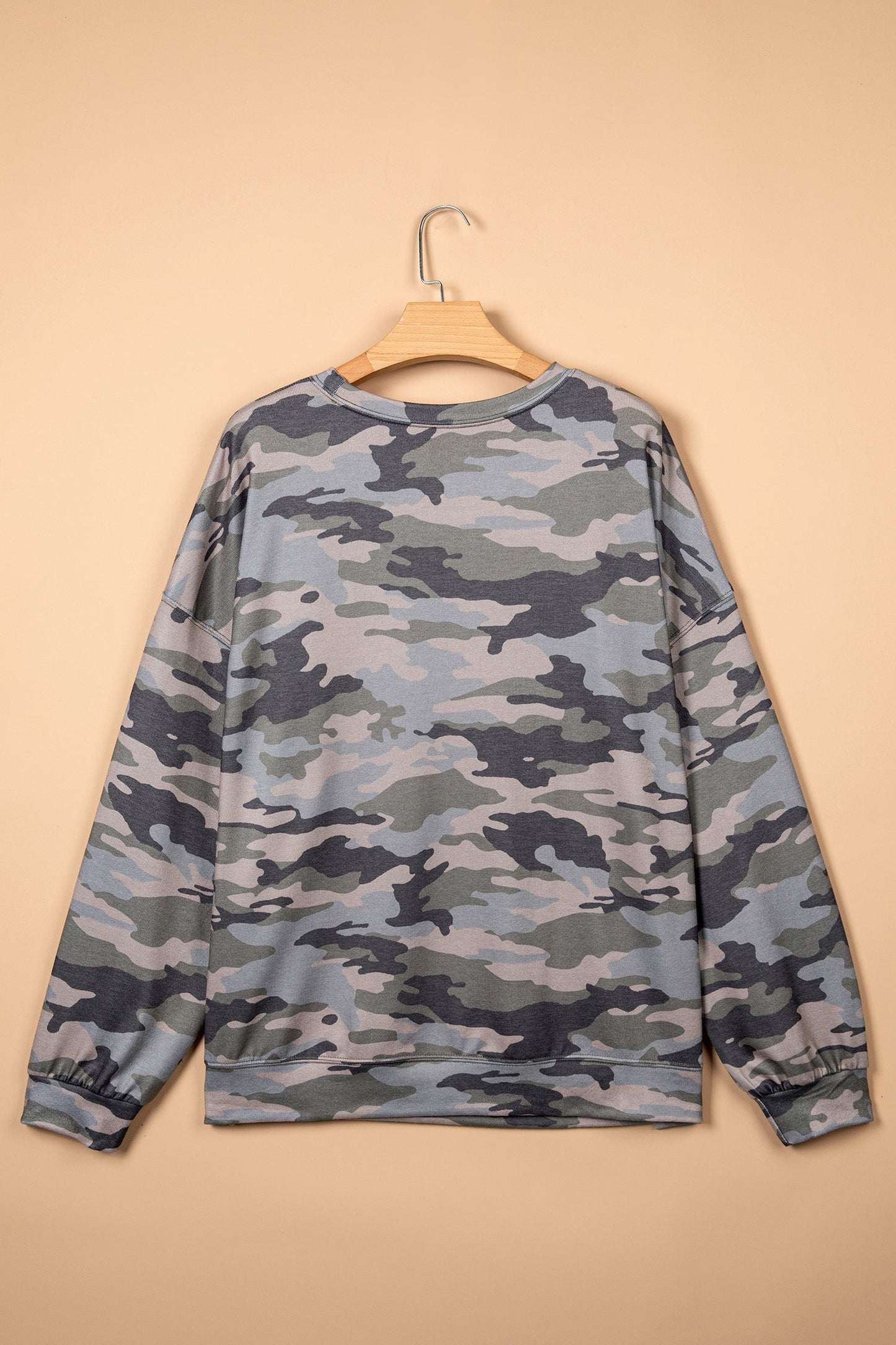 Plus Size Camo Crew Neck Long Sleeve Sweatshirt
