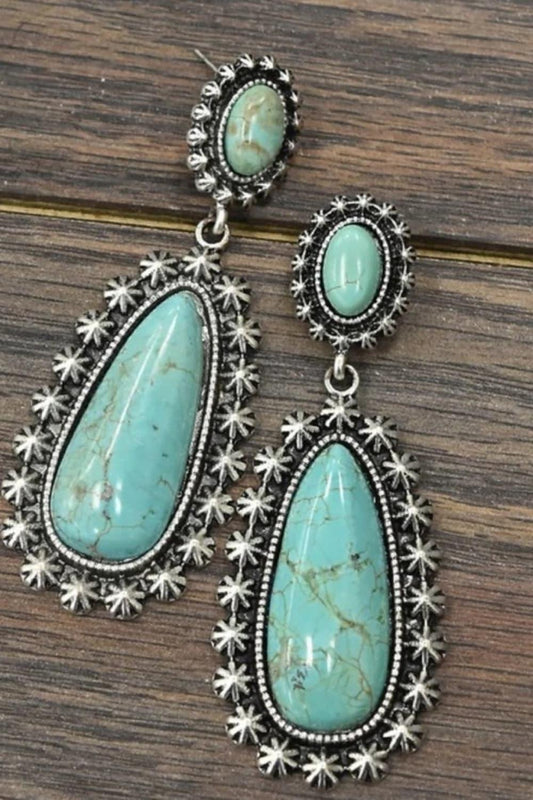 Artificial Turquoise Earrings Teal One Size