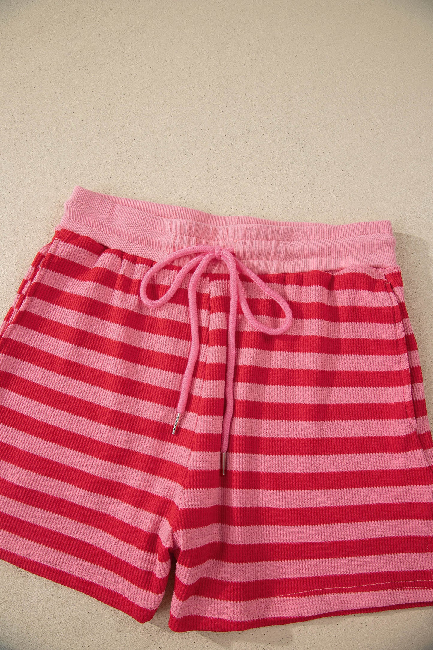 Stripe Puff Sleeve T-Shirt & Drawstring Shorts Set