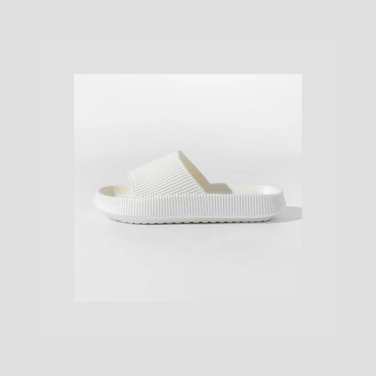 Open Toe Platform Slippers White