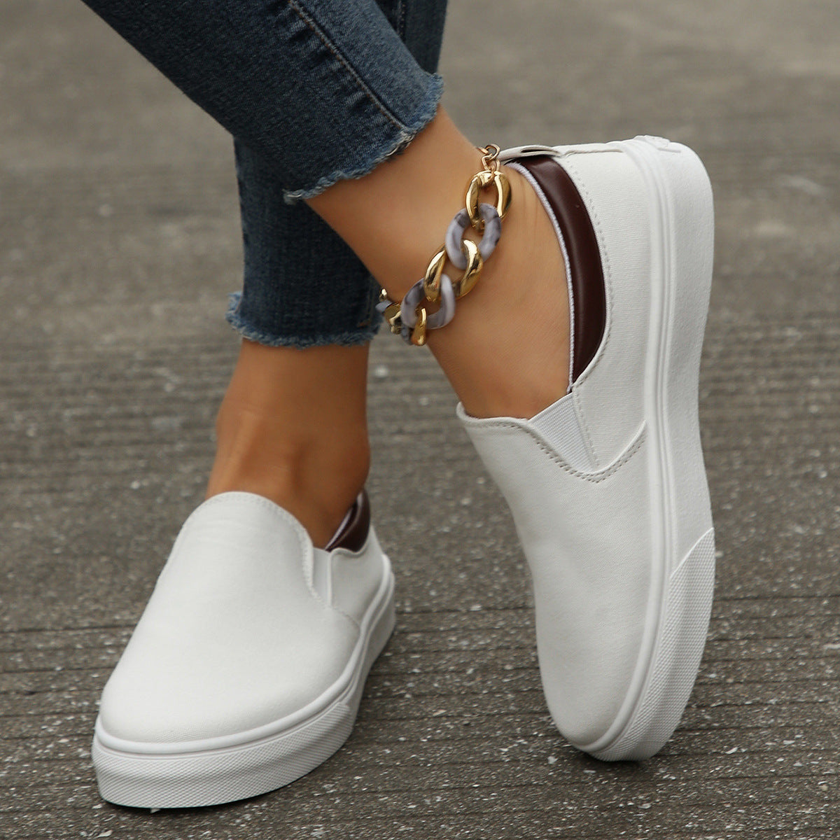 Women's Slip-On Flat Loafers | Color-Block Round Toe Casual Shoes