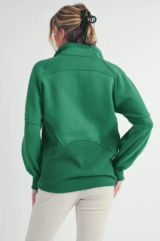 Aemi + Co Half Zip Raglan Sleeve Sweatshirt with Kangaroo Pocket