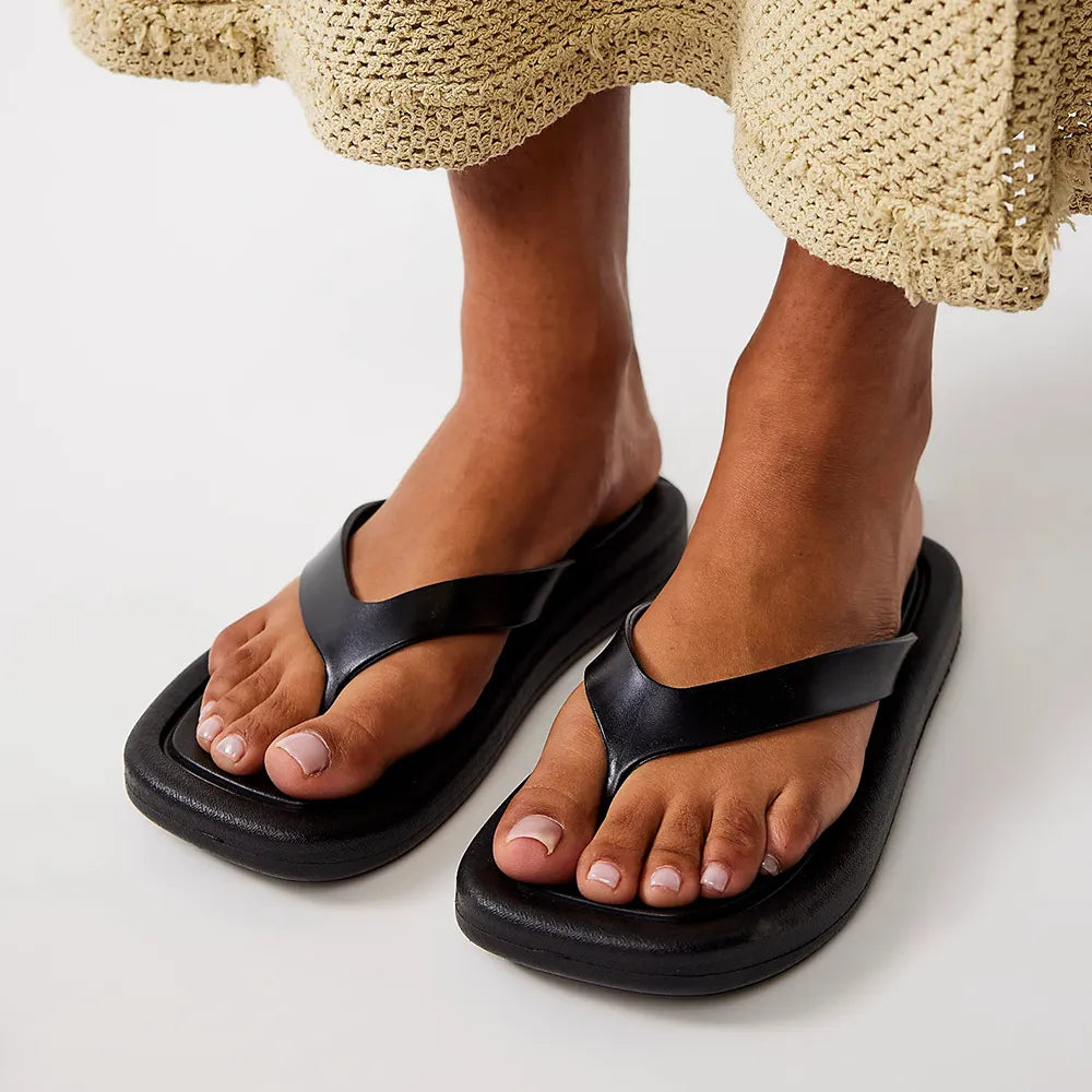 Toe Post Flats Slippers Black