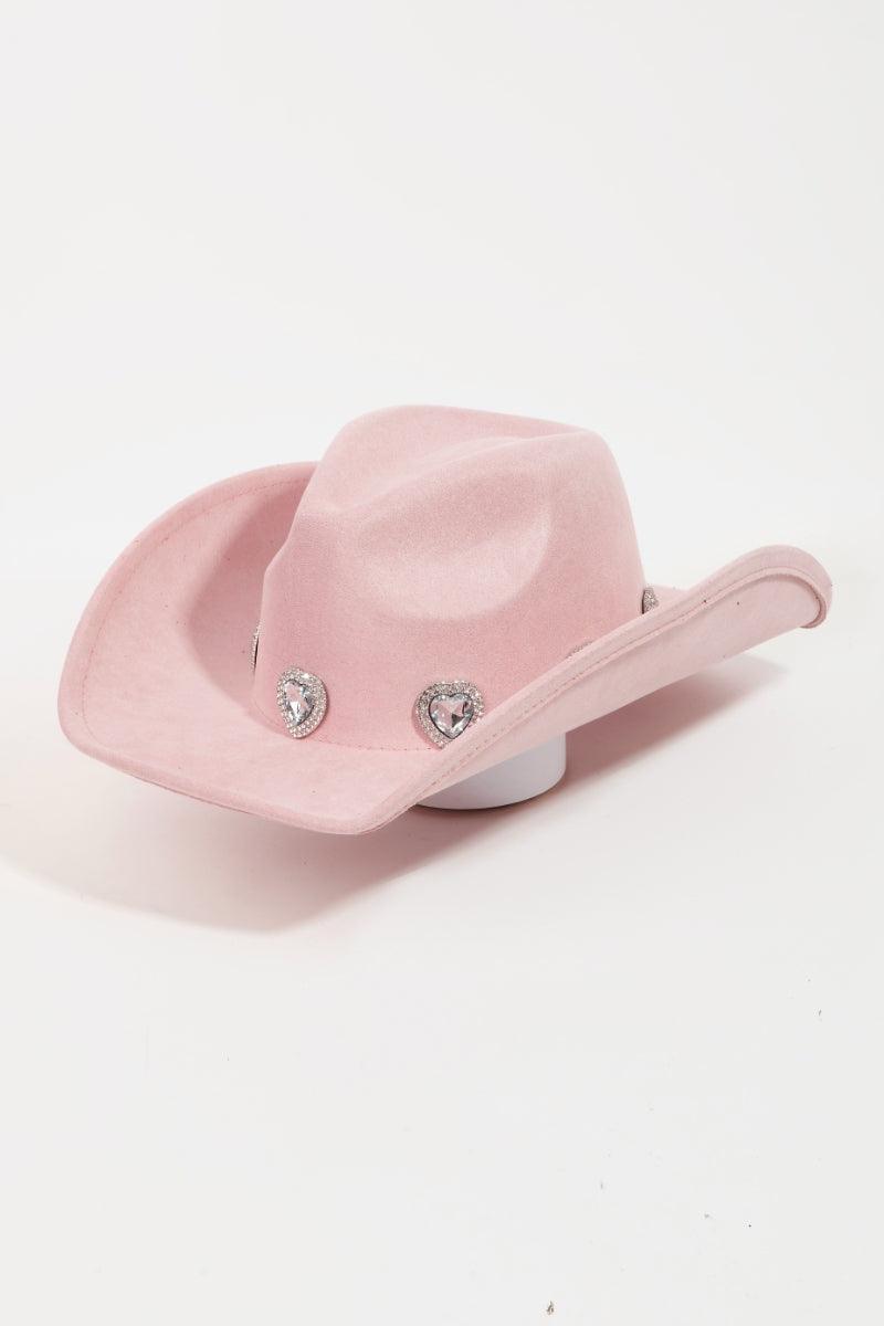 Fame Rhinestone Pave Heart Cowboy Hat Pk One Size