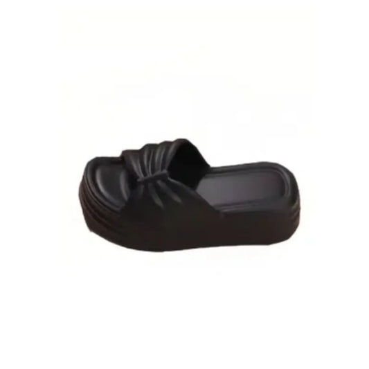 Open Toe Platform Slippers Black