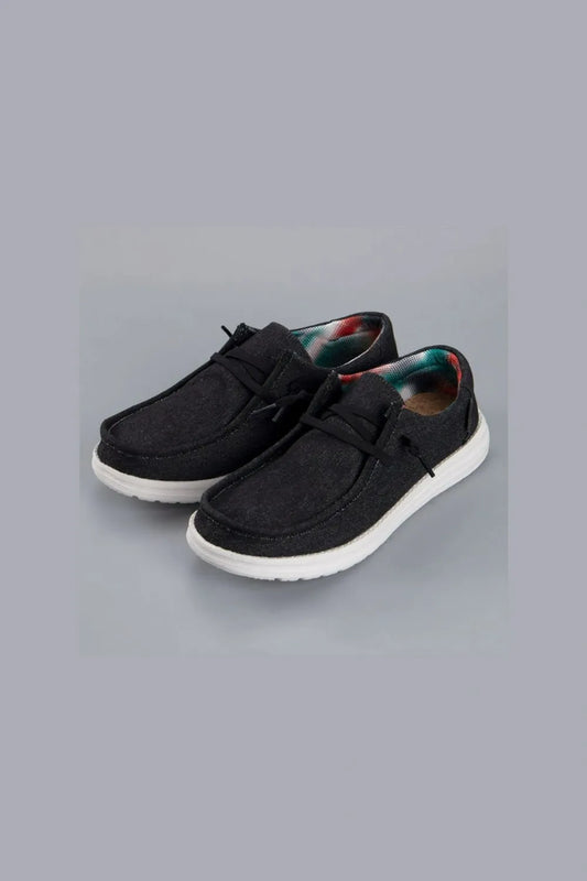 Round Toe Canvas Sneakers Black