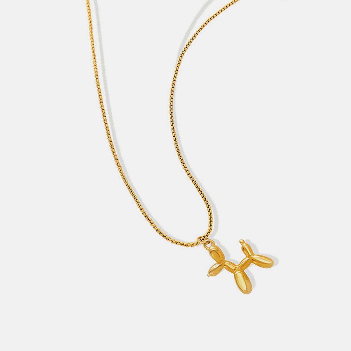18K Gold-Plated Titanium Steel Puppy Shape Pendant Necklace Gold One Size