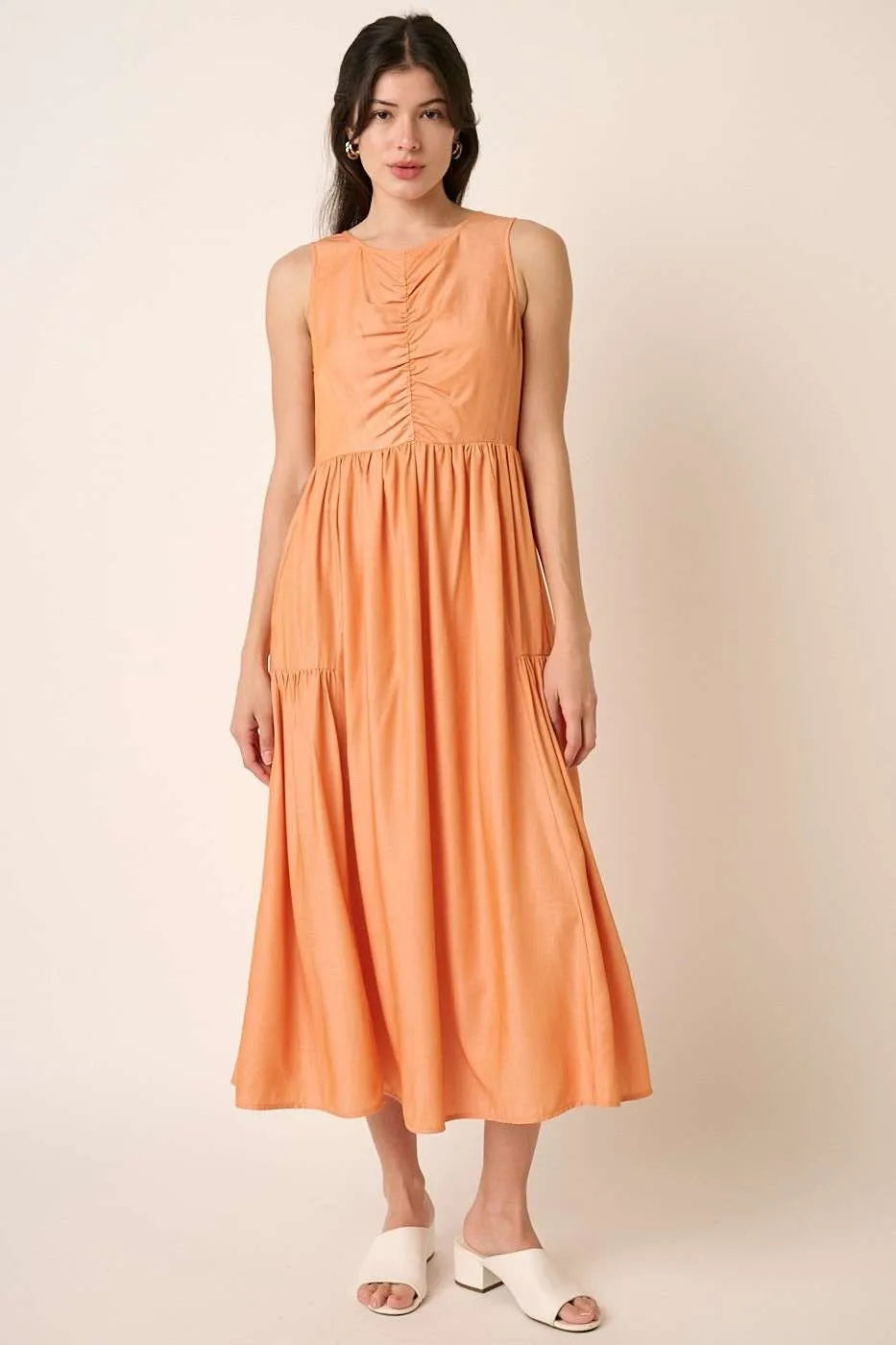 Mittoshop Ruched Detail Sleeveless Midi Dress