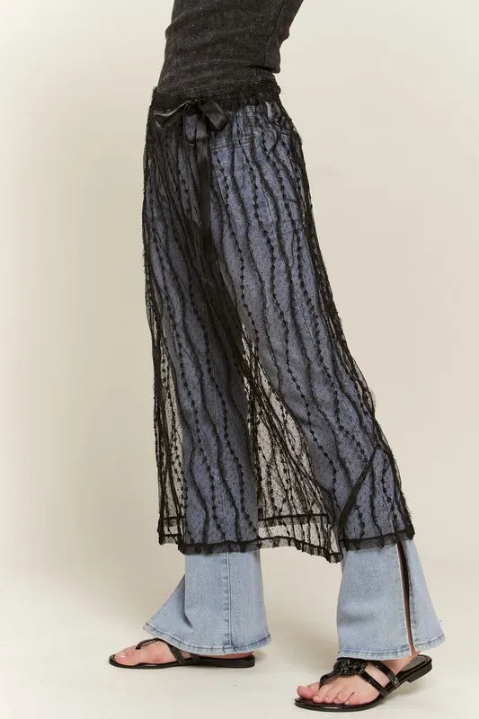 ADORA Sheer Layered Mesh Cover-Up Skirt