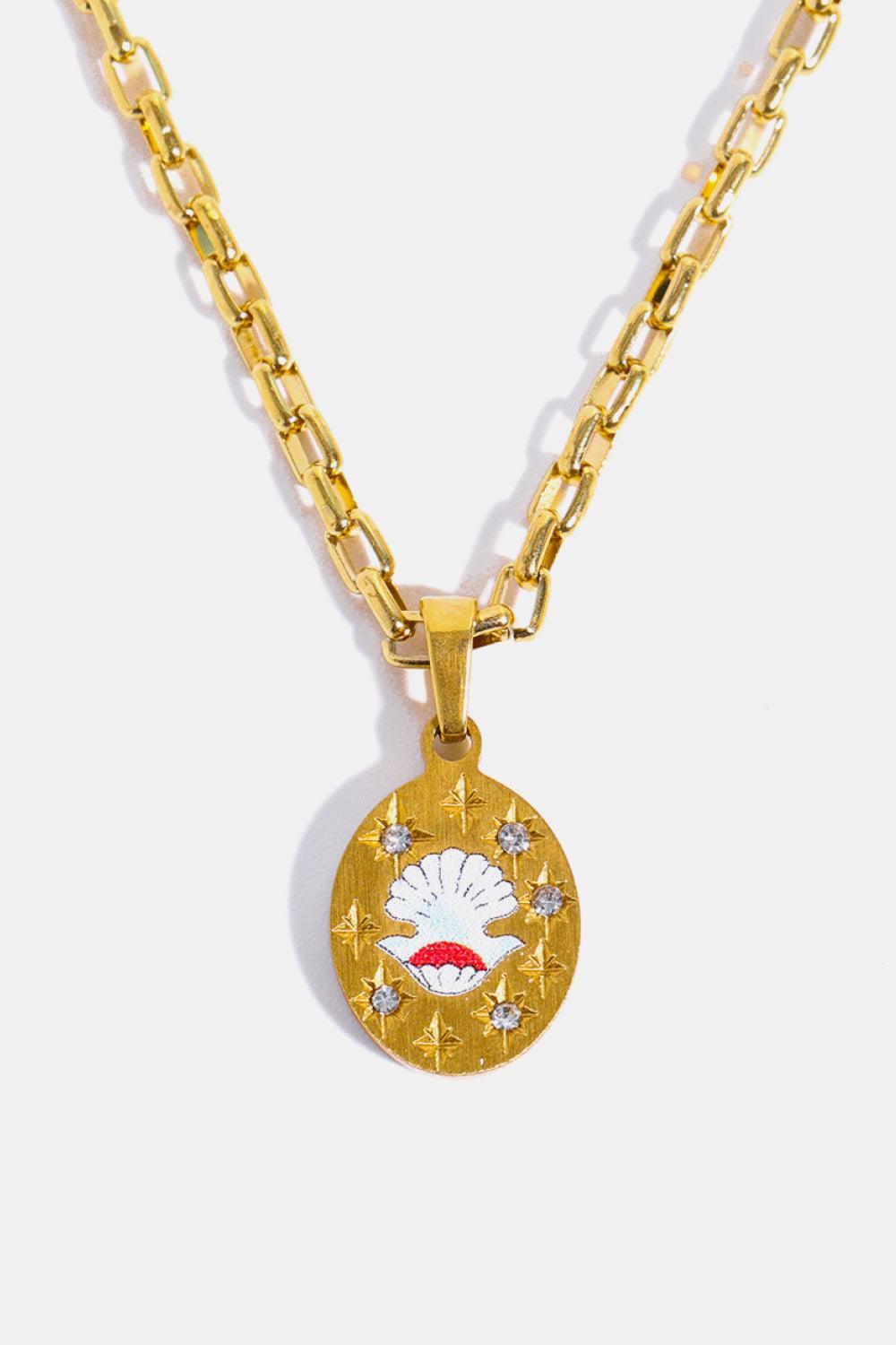 Stainless Steel 18K Gold-Plated Necklace Shell One Size