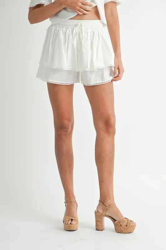 MABLE Collared Button Down Crop Top and Skort Set
