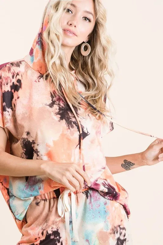 BiBi Tie Dye Terry Hoodie With Drawstring