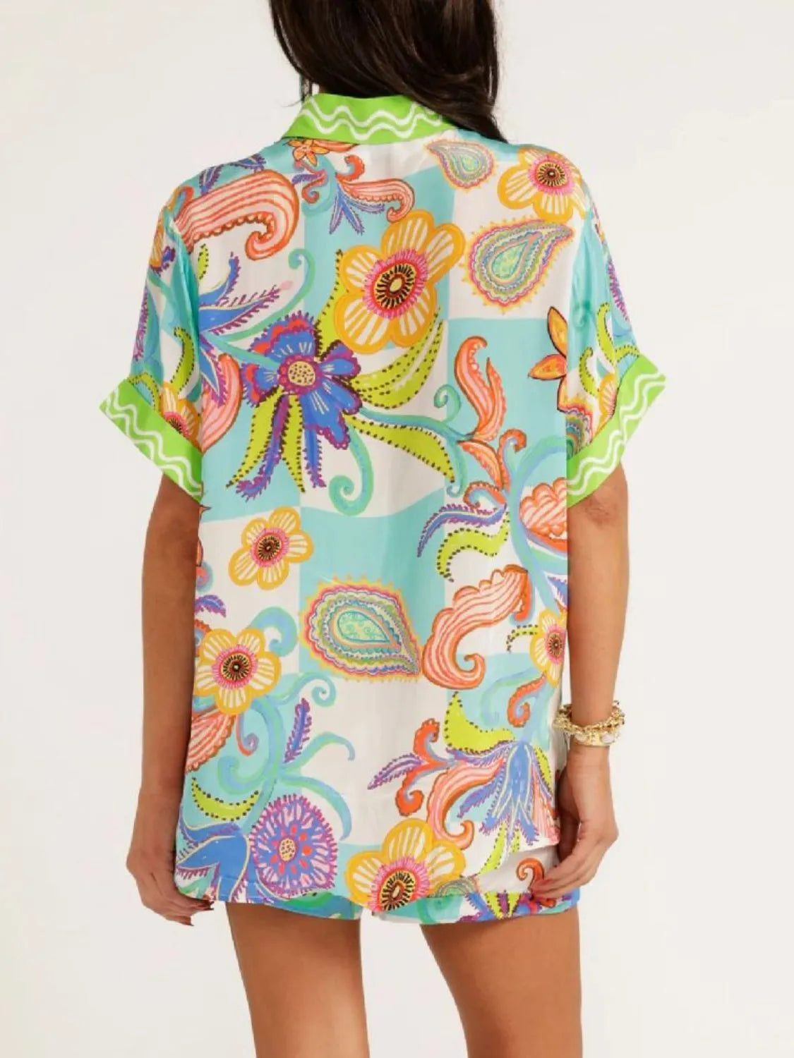 Button Up Half Sleeve Top and Shorts Set