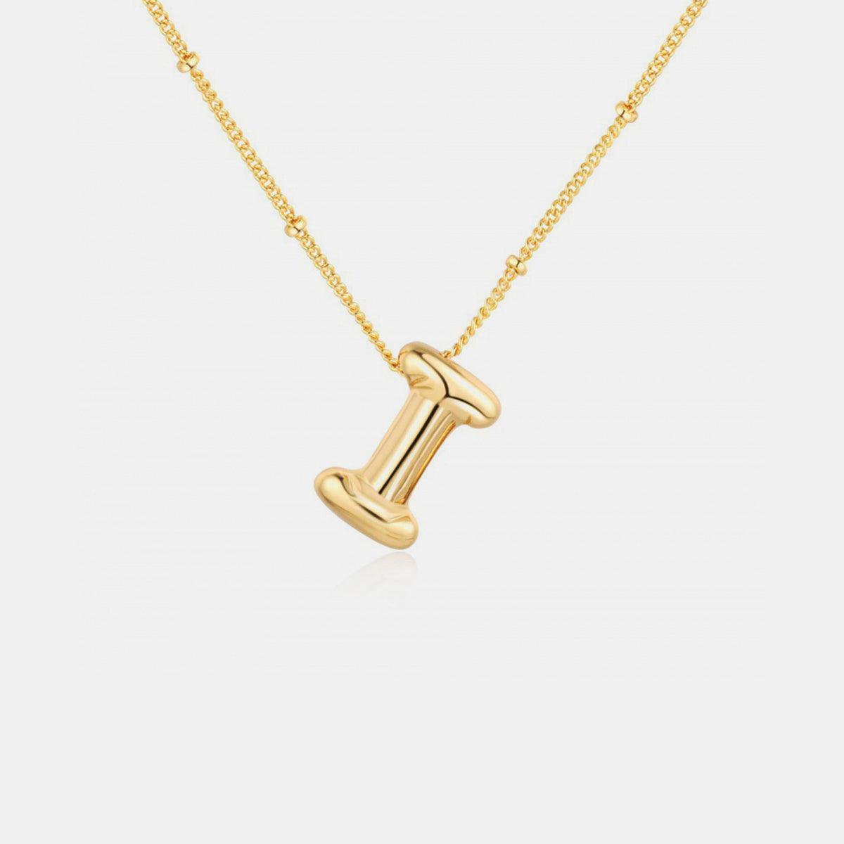 Gold-Plated Bubble Initial Necklace Style I One Size