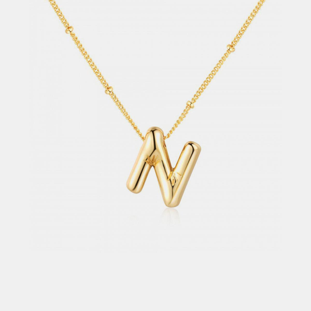 Gold-Plated Bubble Initial Necklace Style N One Size