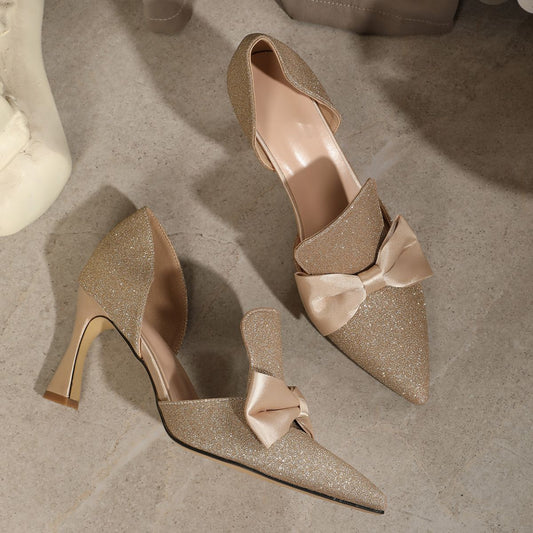 Bow Point Toe Stiletto Pumps