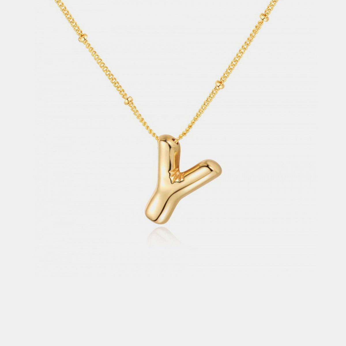 Gold-Plated Bubble Initial Necklace Style Y One Size