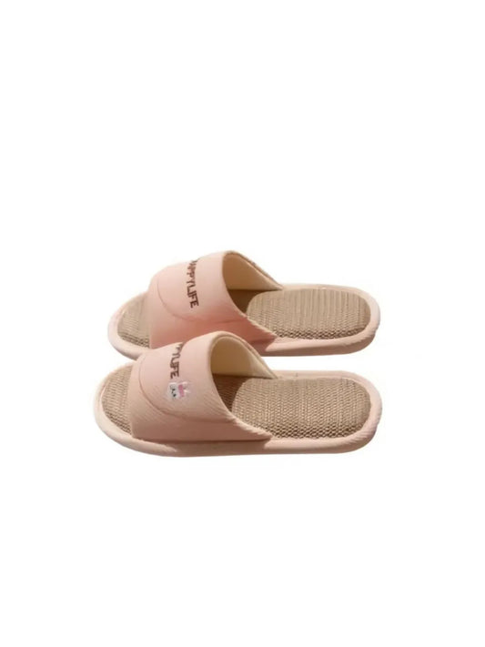 Open Toe Flats Slippers Blush Pink