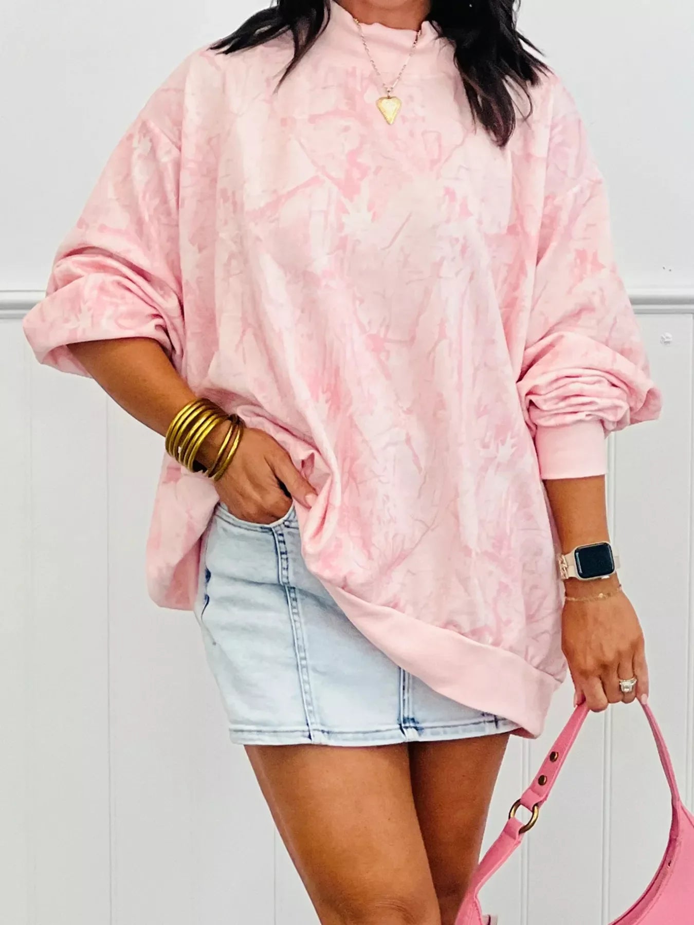 Tie-Dye Oversized Mock Neck Sweatshirt