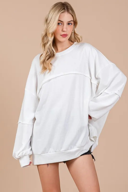 Ces Femme Exposed Seam Long Sleeve Sweatshirt White