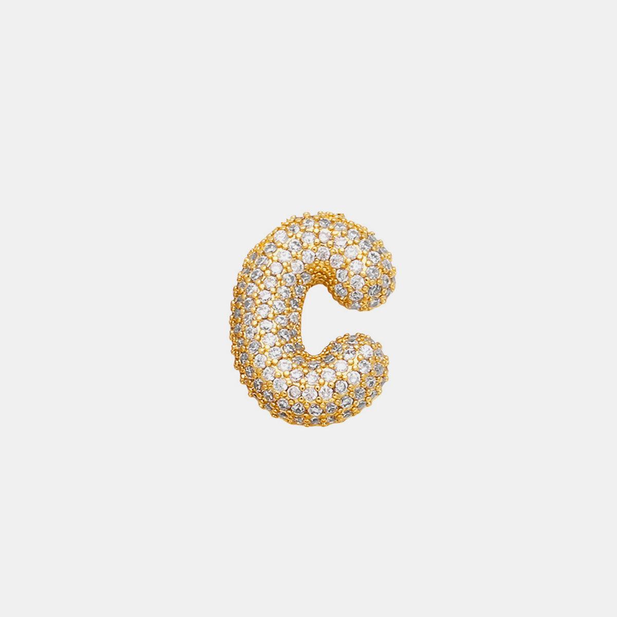 Inlaid Zircon Bubble Initial Necklace Style C One Size