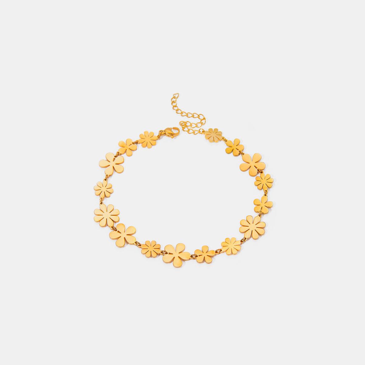 18K Gold-Plated Flower Bracelet Gold One Size