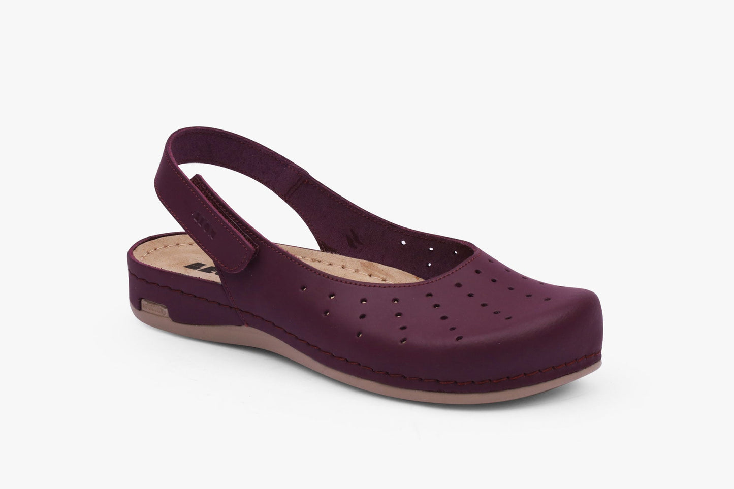 Nana by LEON- Women’s Leather Sandal- Open Heel and Velcro Ankle Strap