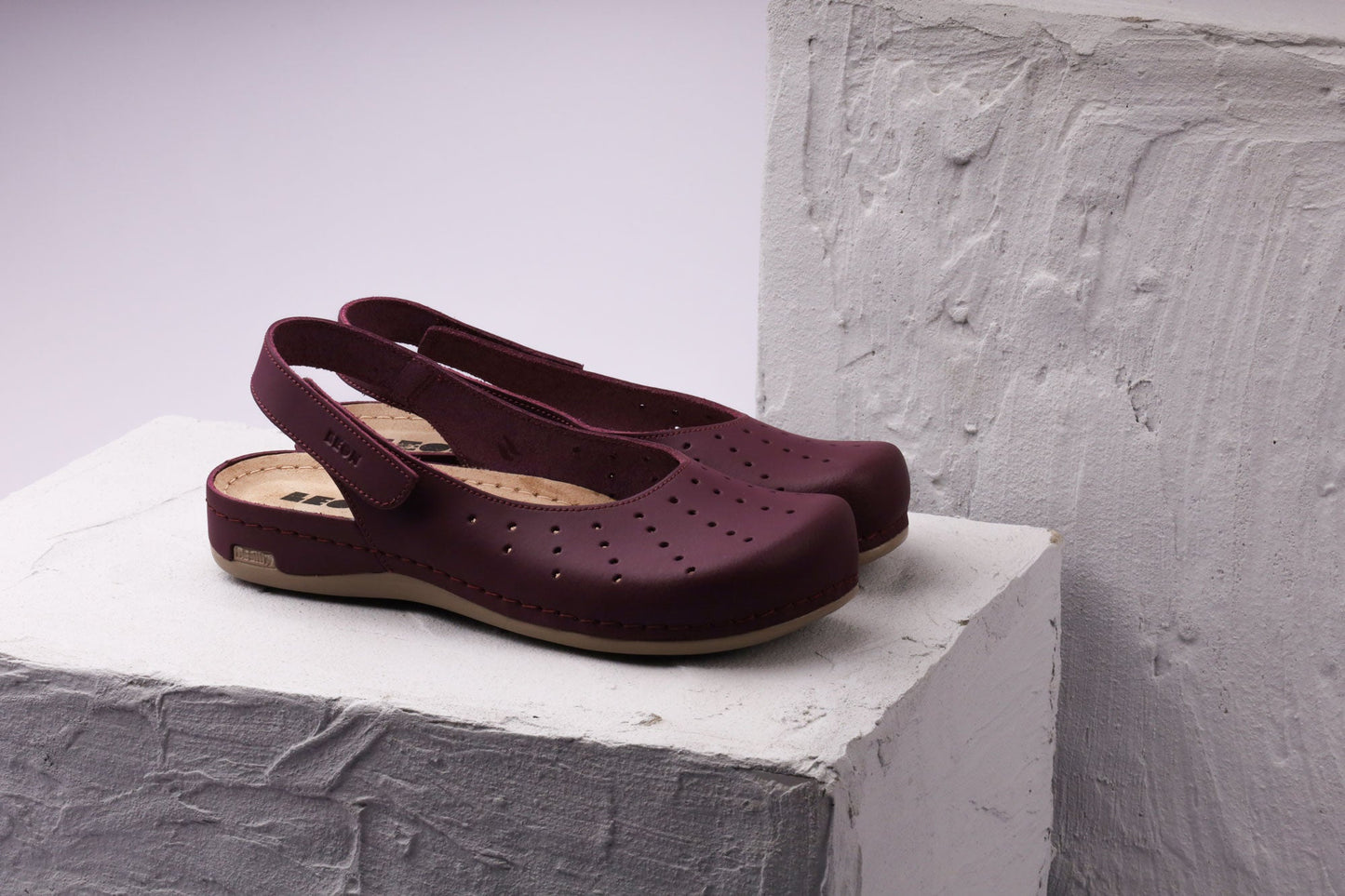 Nana by LEON- Women’s Leather Sandal- Open Heel and Velcro Ankle Strap