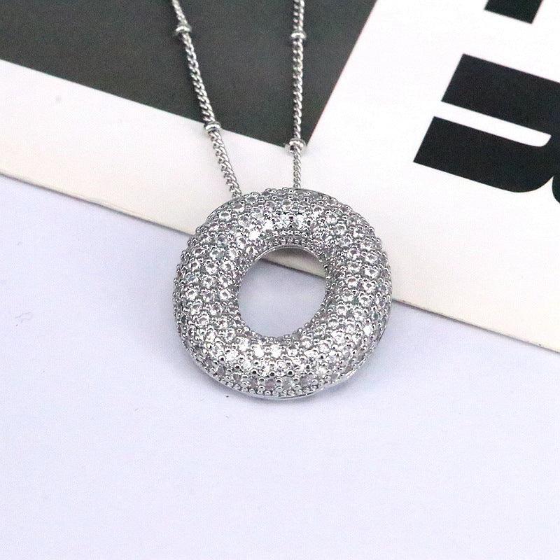 Copper Inlaid Zircon Letter Pendant Necklace Style O One Size