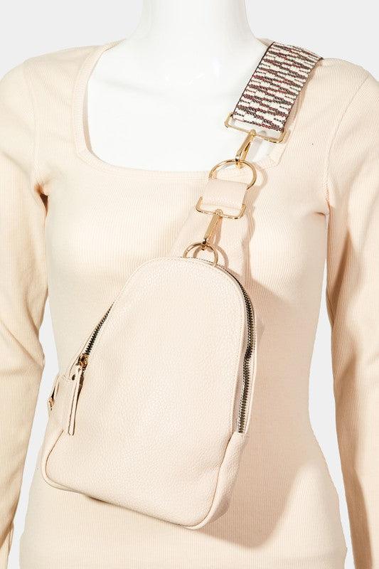 Fame Single Strap Faux Leather Sing Bag Ivory One Size