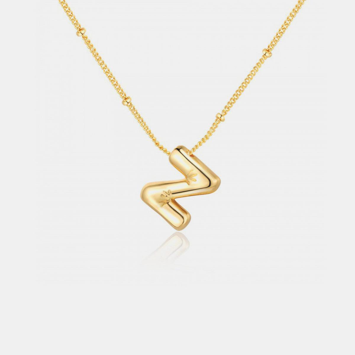 Gold-Plated Bubble Initial Necklace Style Z One Size