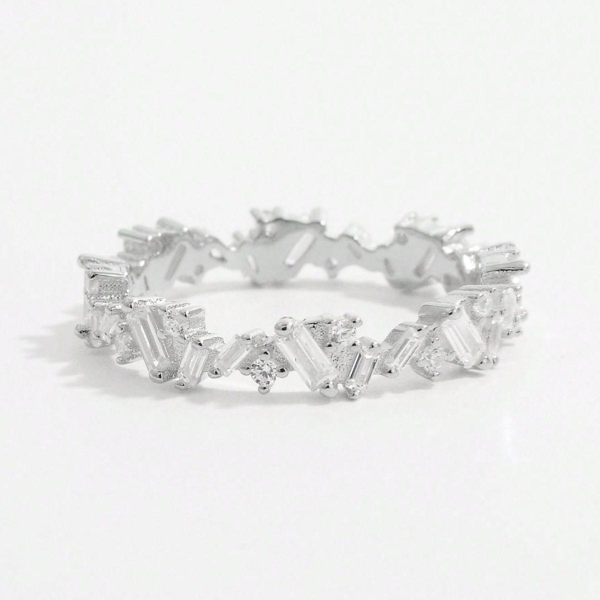 925 Sterling Silver Inlaid Zircon Ring Silver