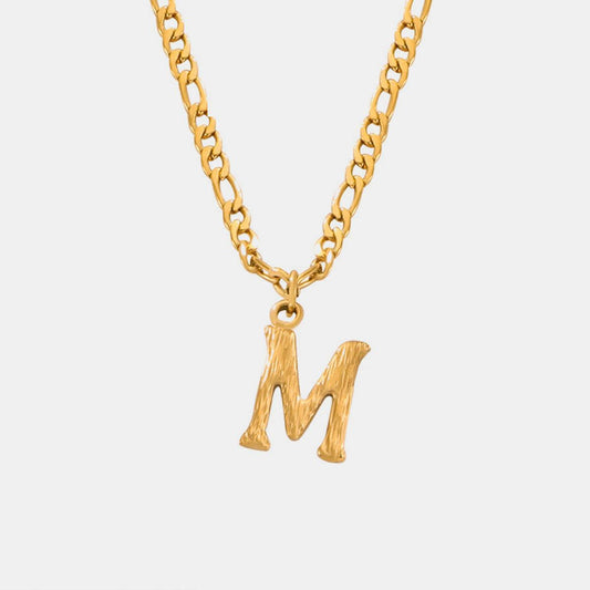 Titanium Steel Letter Pendant Necklace Style M One Size