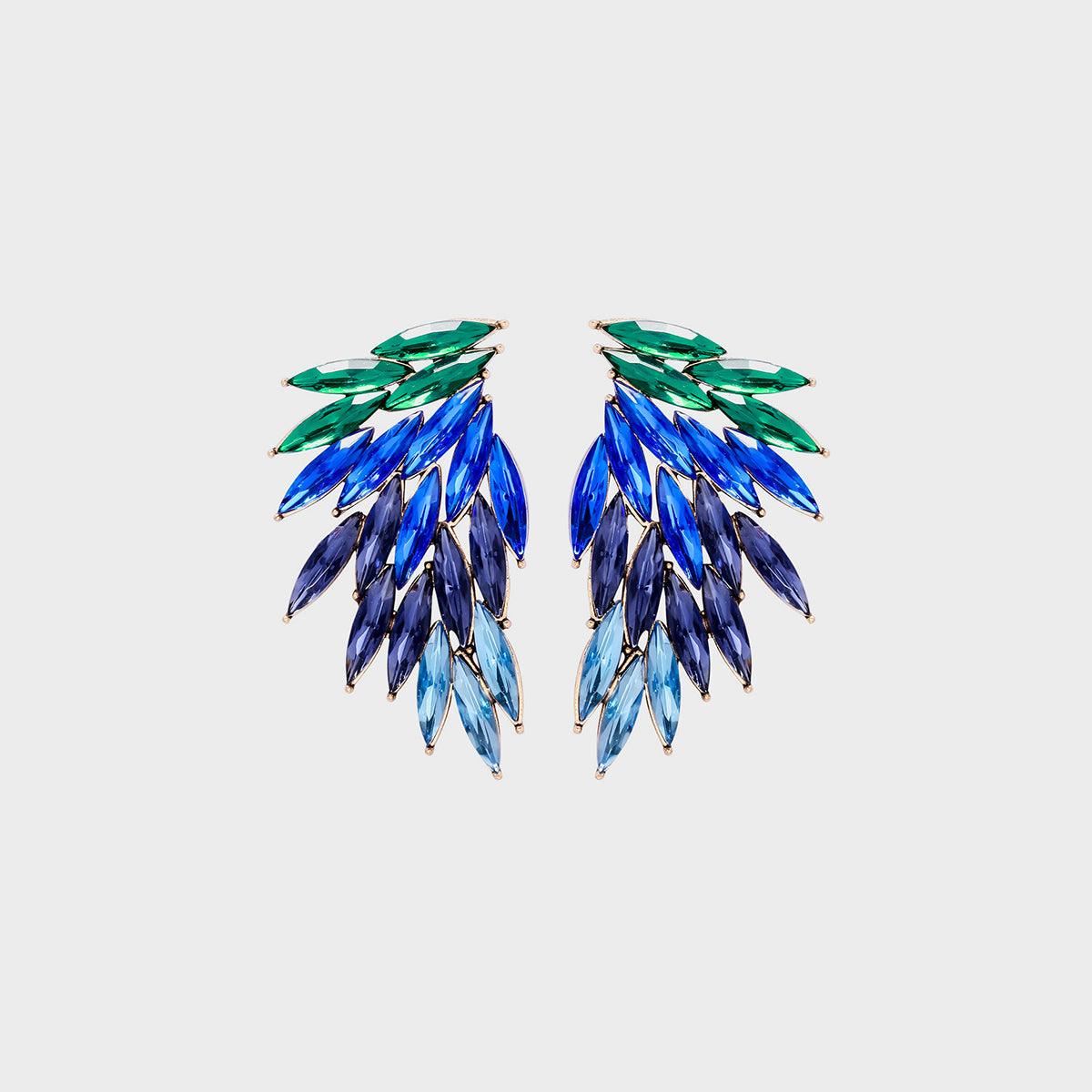 Alloy Acrylic Wing Earrings Royal Blue One Size