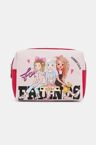 Nicole Lee USA Printed Extra Large Cosmetic Pouch Best Friends One Size