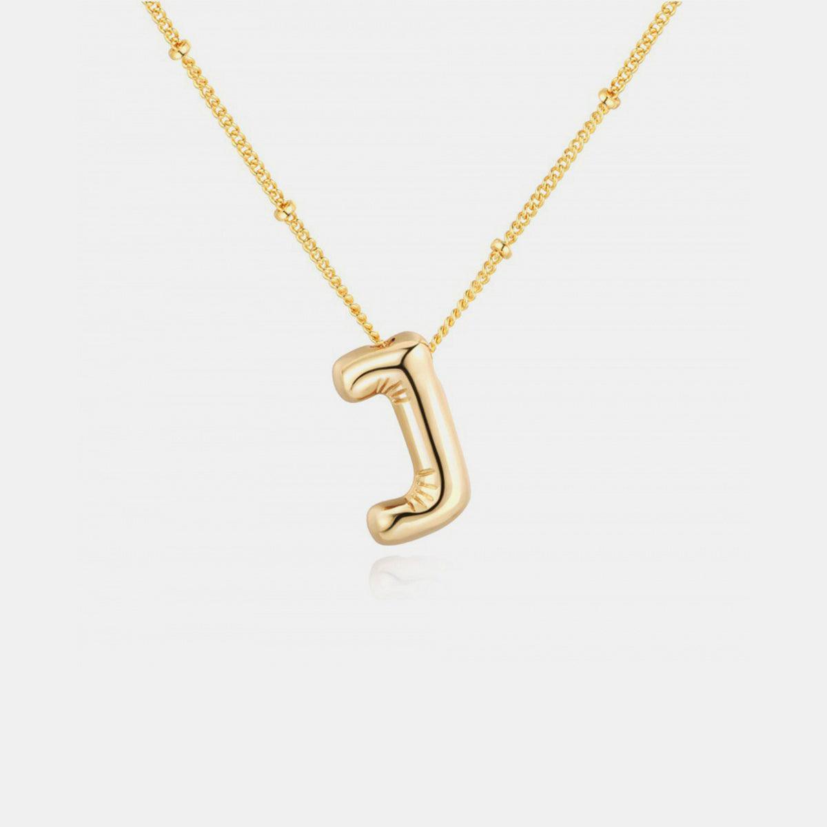 Gold-Plated Bubble Initial Necklace Style J One Size