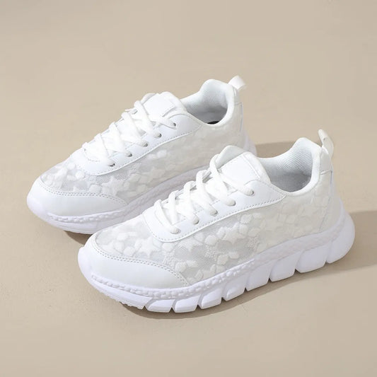 Lace Up Round Toe Star Mesh Athletic