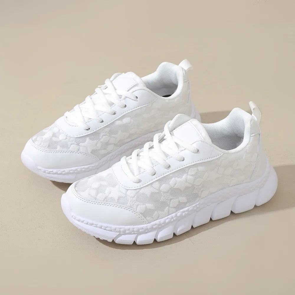 Lace Up Round Toe Star Mesh Athletic