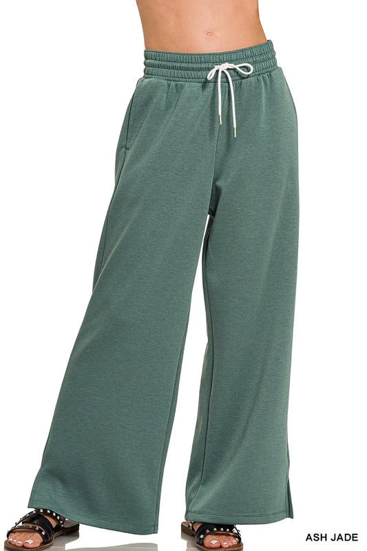 Zenana Scuba Drawstring Pants ASH JADE