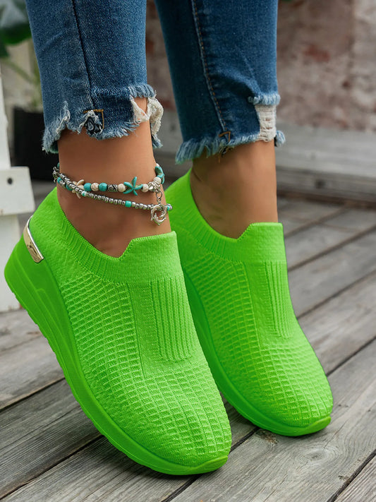 Round Toe Wedge Sneakers