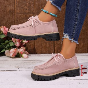 Women's Lace-Up British Striped Loafers | Cow Suede Leather Shoes